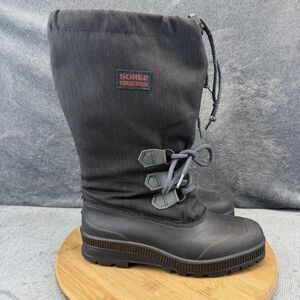 Sorel Boots Womens Size 9 Black Nylon Insulated Mid Calf Lace Up Winter Snow